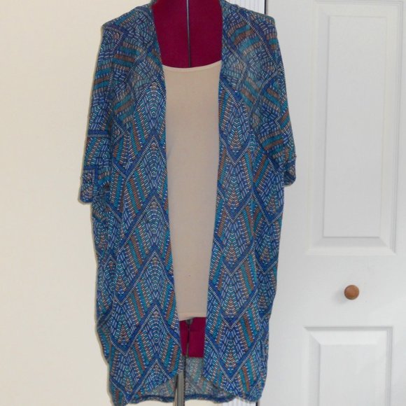 Painted Threads Blue Open Front S/S Kimono Batwing - Picture 1 of 7